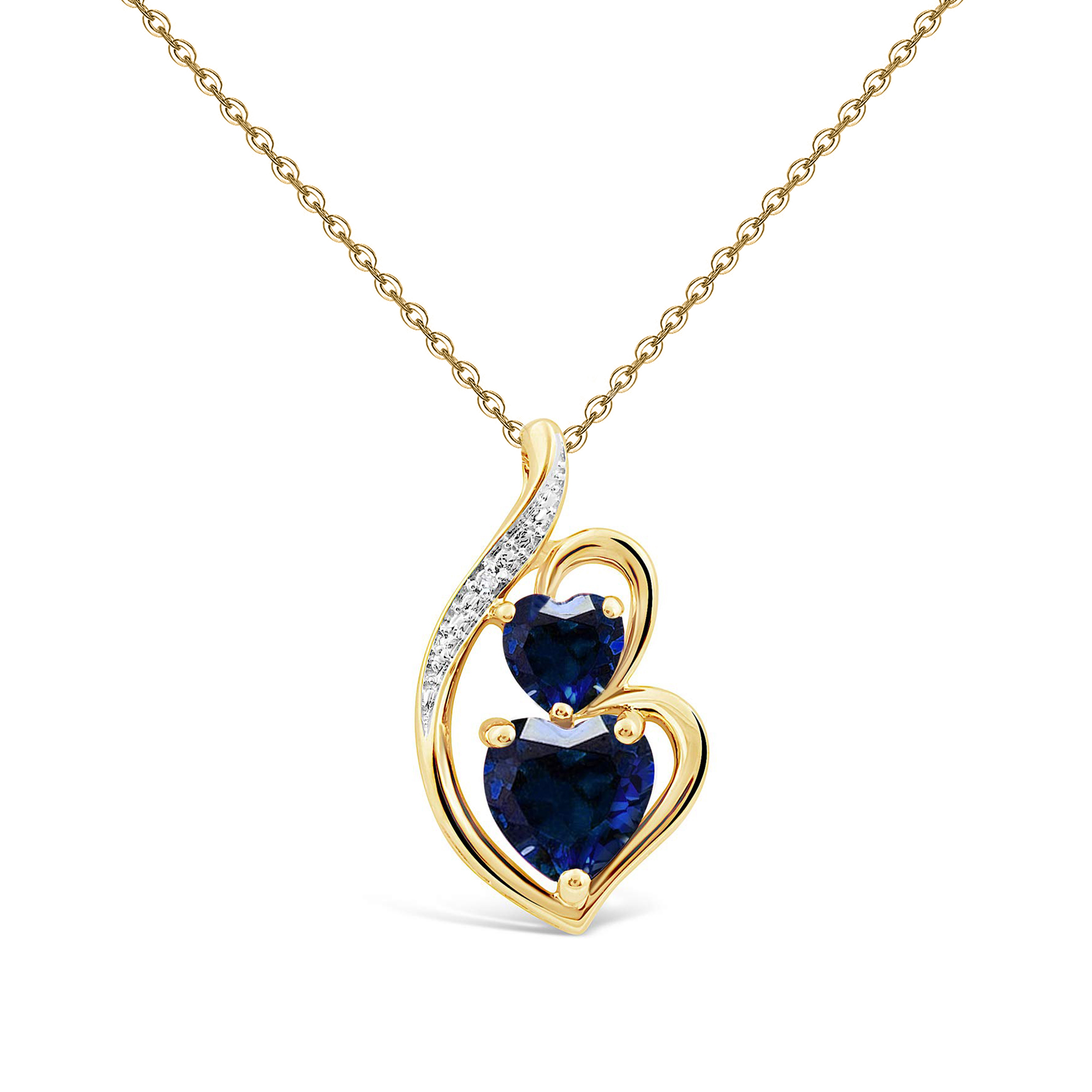 For Daughter - S925 I Will Always Have Your Back Gold Blue Diamond Heart Necklace