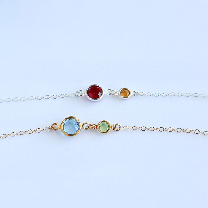 S925 Mother & Daughter Forever Linked Together Birthstone Custom Necklace