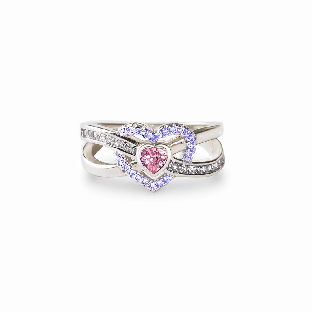 S925 Mother & Daughter Forever Linked Together Custom Infinite Love Diamond Ring