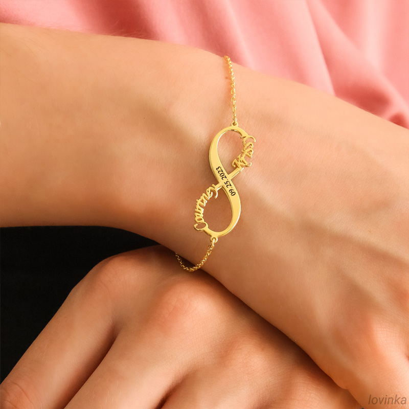 For Love - S925 I Love You Until Infinity Runs Out Name & Date Custom Infinity Bracelet