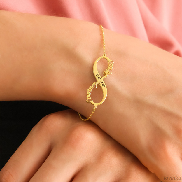 For Love - S925 I Love You Until Infinity Runs Out Name & Date Custom Infinity Bracelet