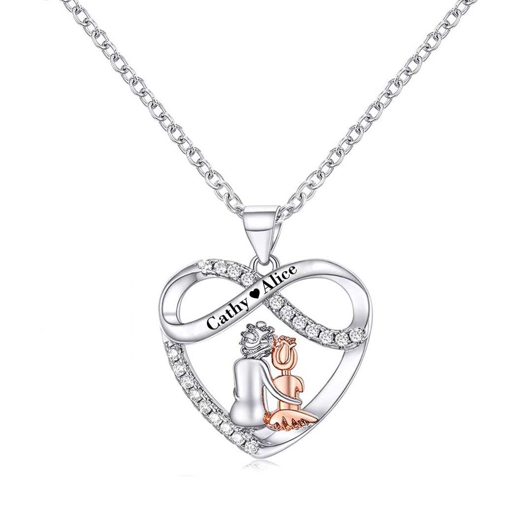 S923 Aunt and Niece Name Customized Infinite Love Necklace