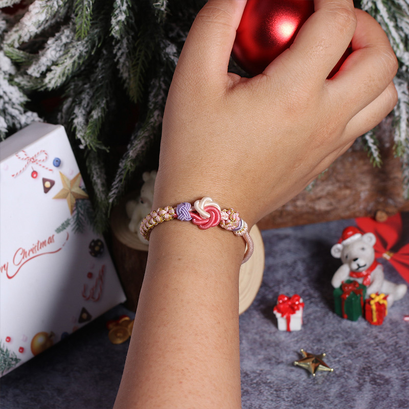 For Granddaughter - I love you forever and always Peach Blossom Knot Bracelet