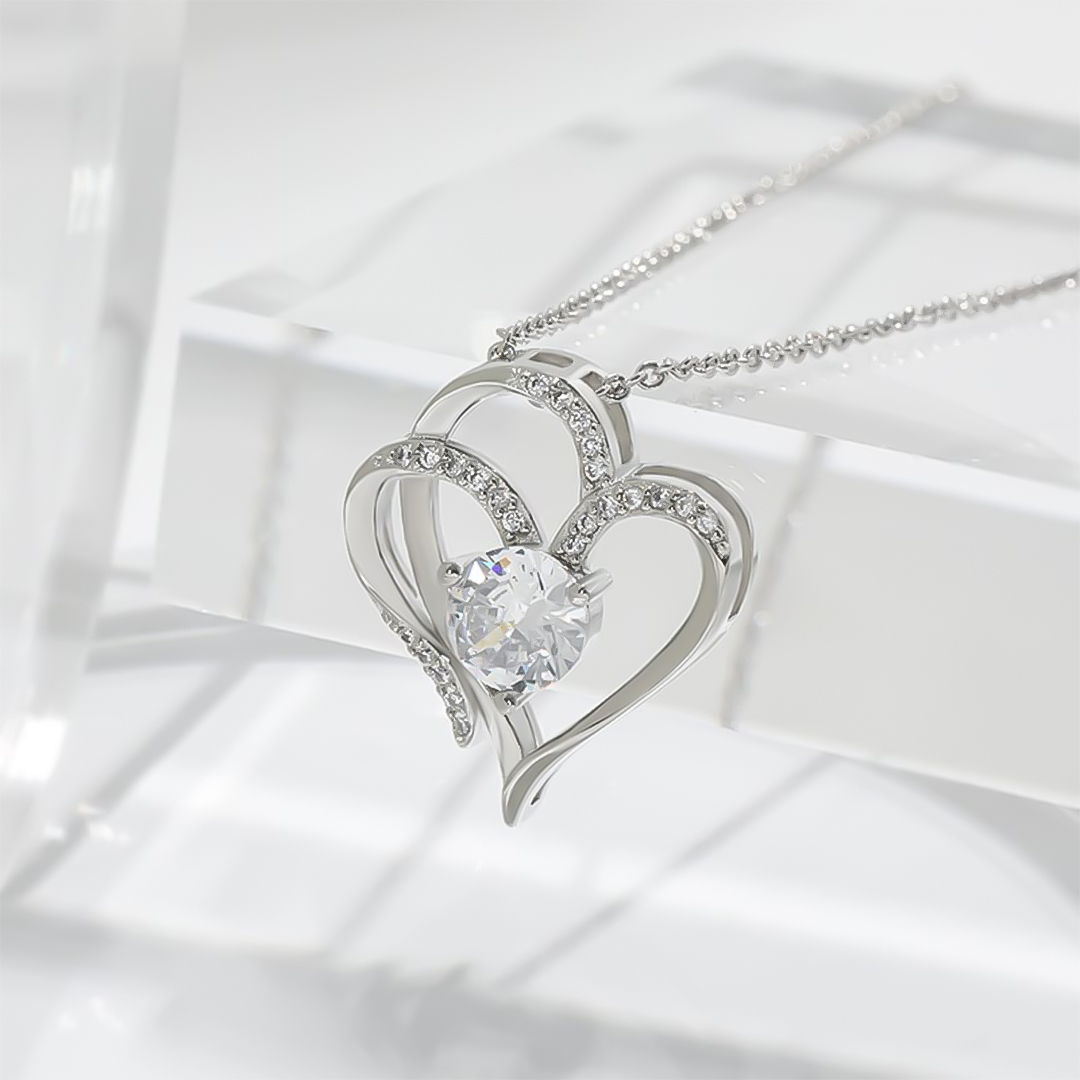 For Granddaughter - I’ll Always Be With You Diamond Double Heart Neckl