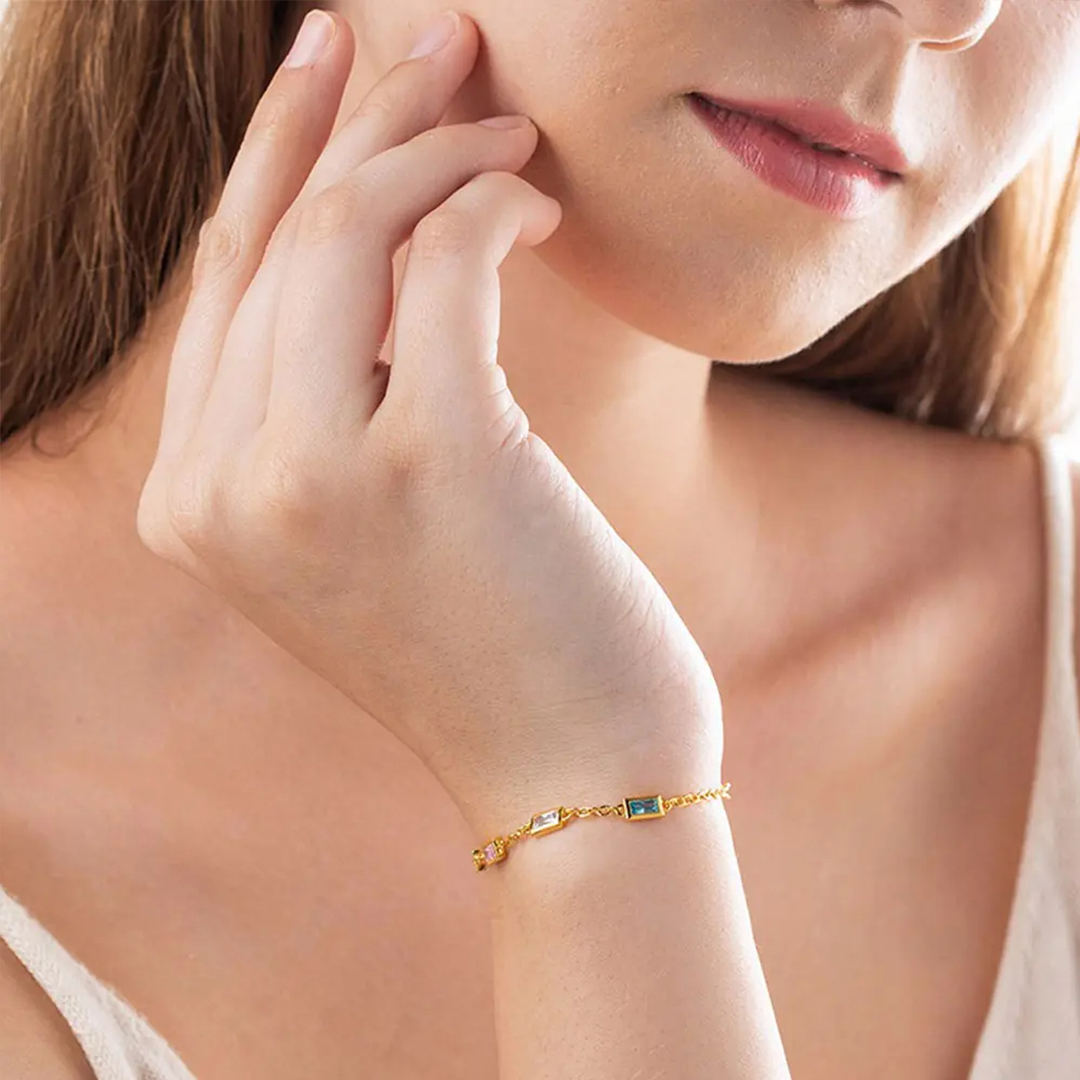 S925 Custom Long Birthstone Bracelet