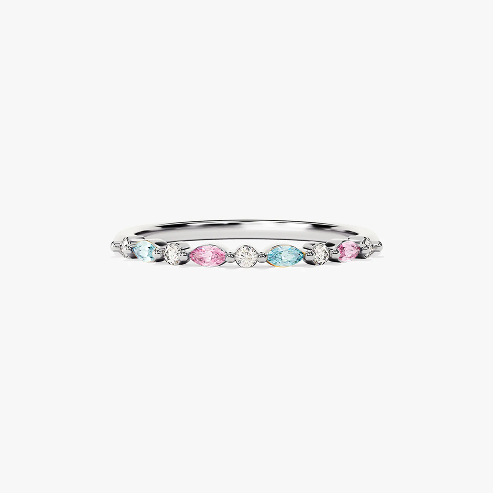 For Memorial - Mama of An Angel Blue & Pink Diamond Thin Ring