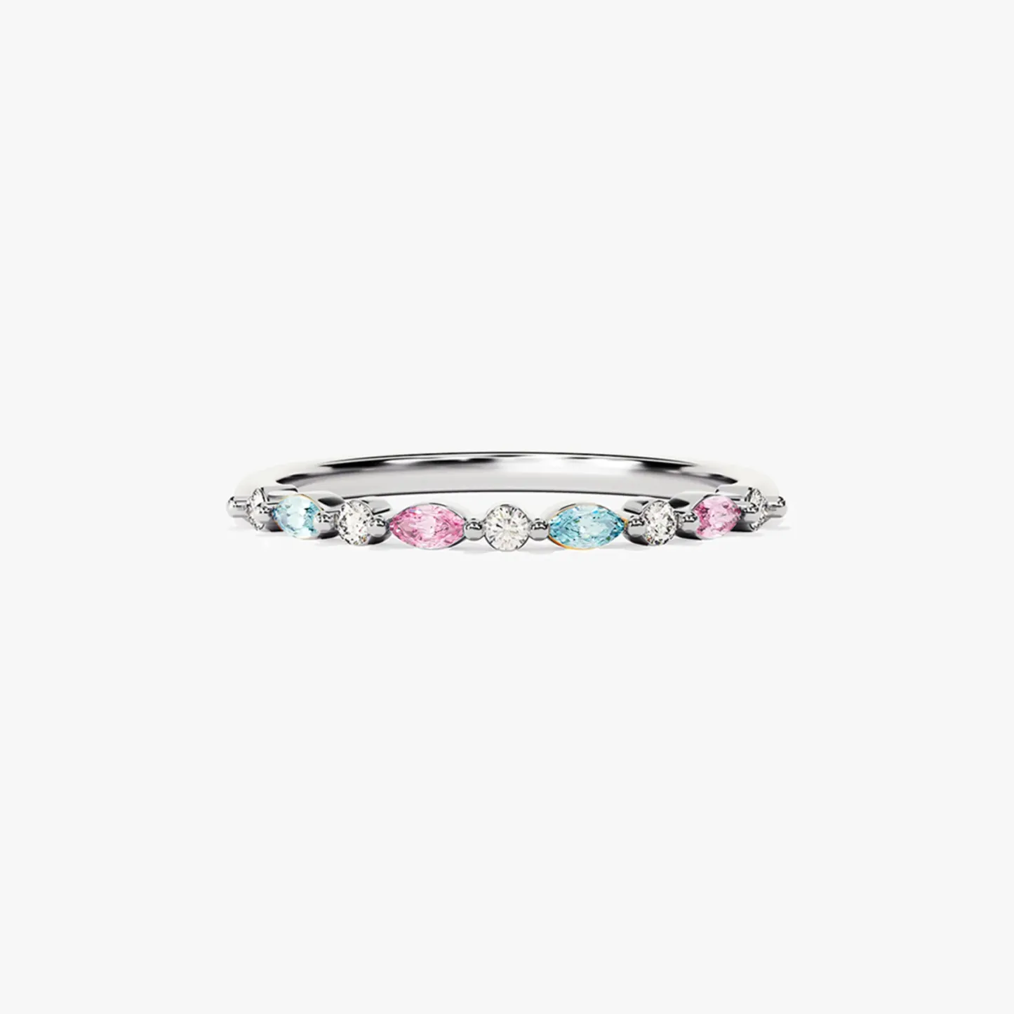 For Memorial - Mama of An Angel Blue & Pink Diamond Thin Ring