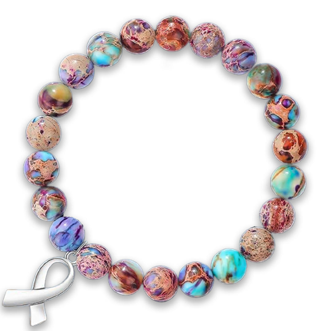S925 Conquer Cancer Beaded Stretch Bracelet
