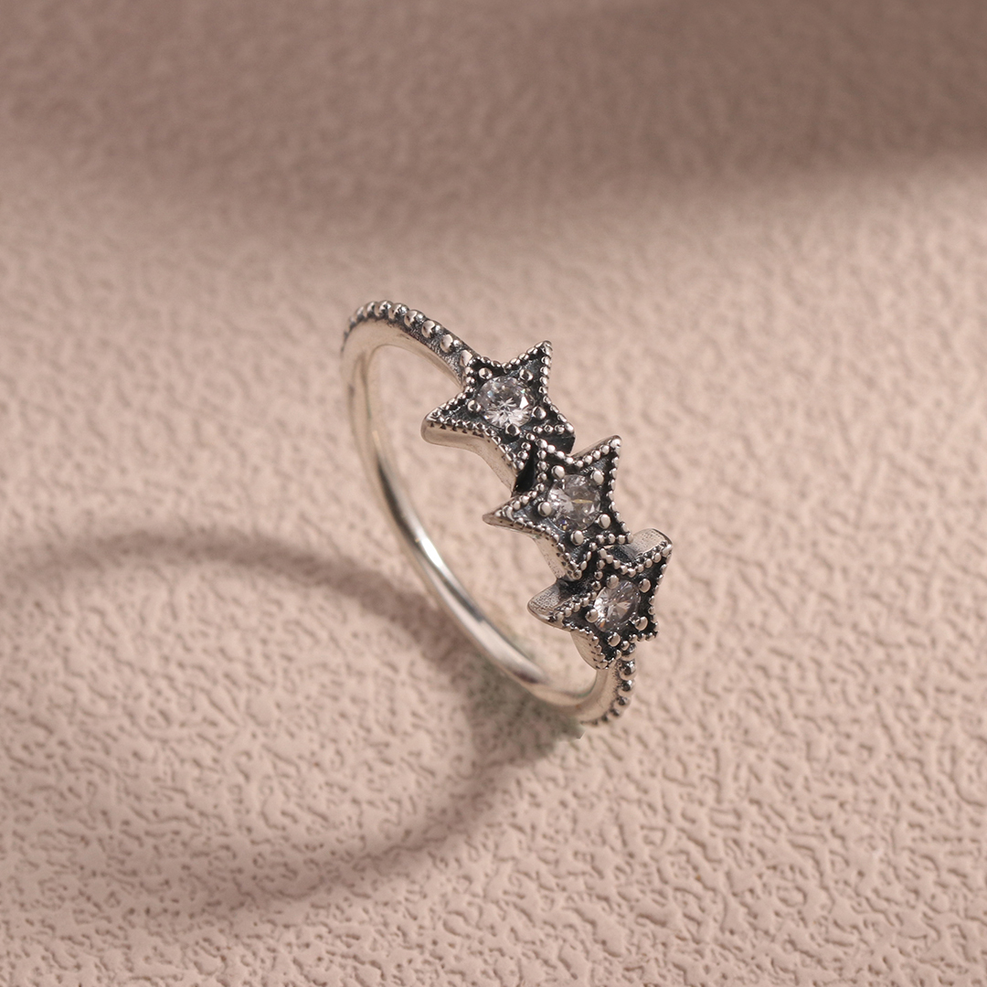 S925 My daughter Who Shines Like A Star Three Stars Ring