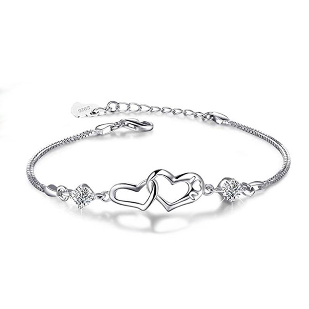 S925 Forever Linked Together Double Diamond Bracelet