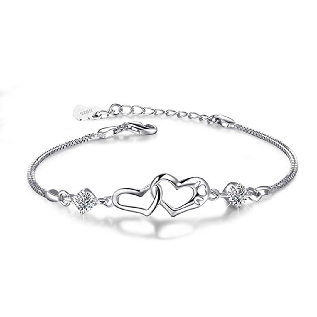 S925 Forever Linked Together Double Diamond Bracelet