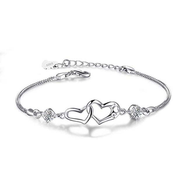 S925 Forever Linked Together Double Diamond Bracelet