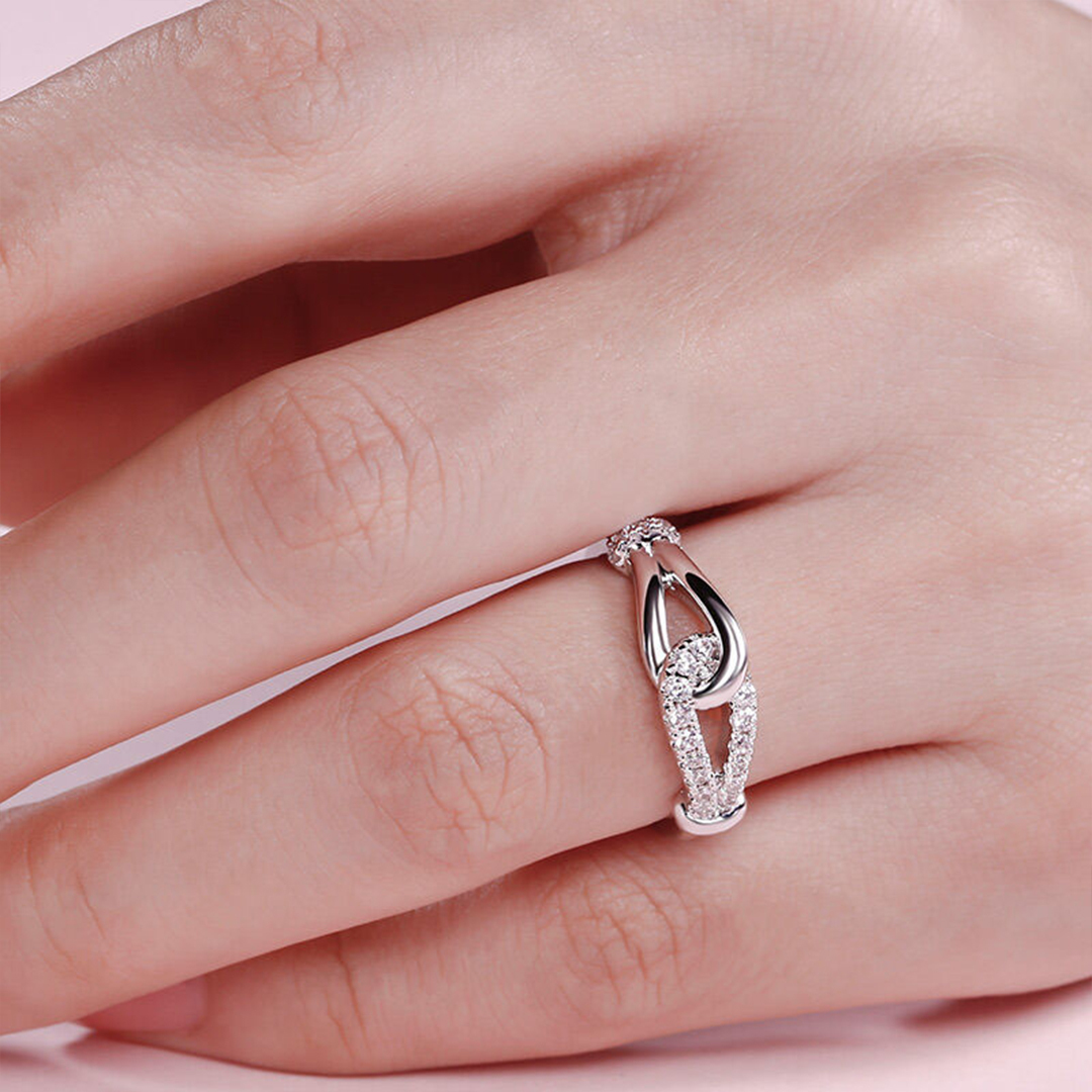 S925 Aunt And Niece Forever Connected Diamond Knot Ring
