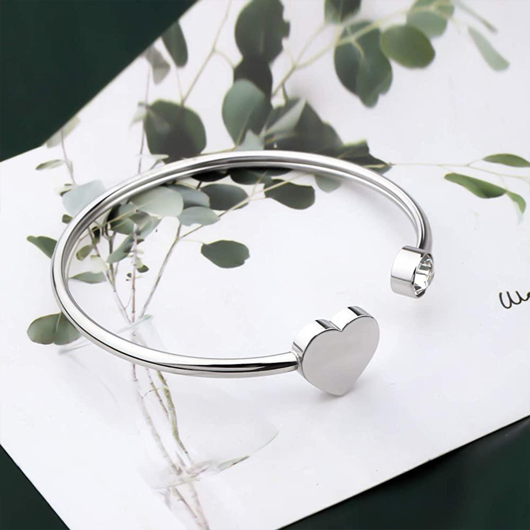 For Daughter - I Love You Forever And Always Heart-shaped Open Bracelet