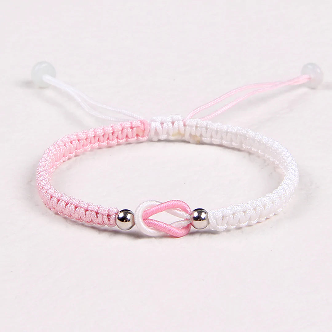 Grandma And Granddaughter Forever Linked Together Pink And White Bracelet
