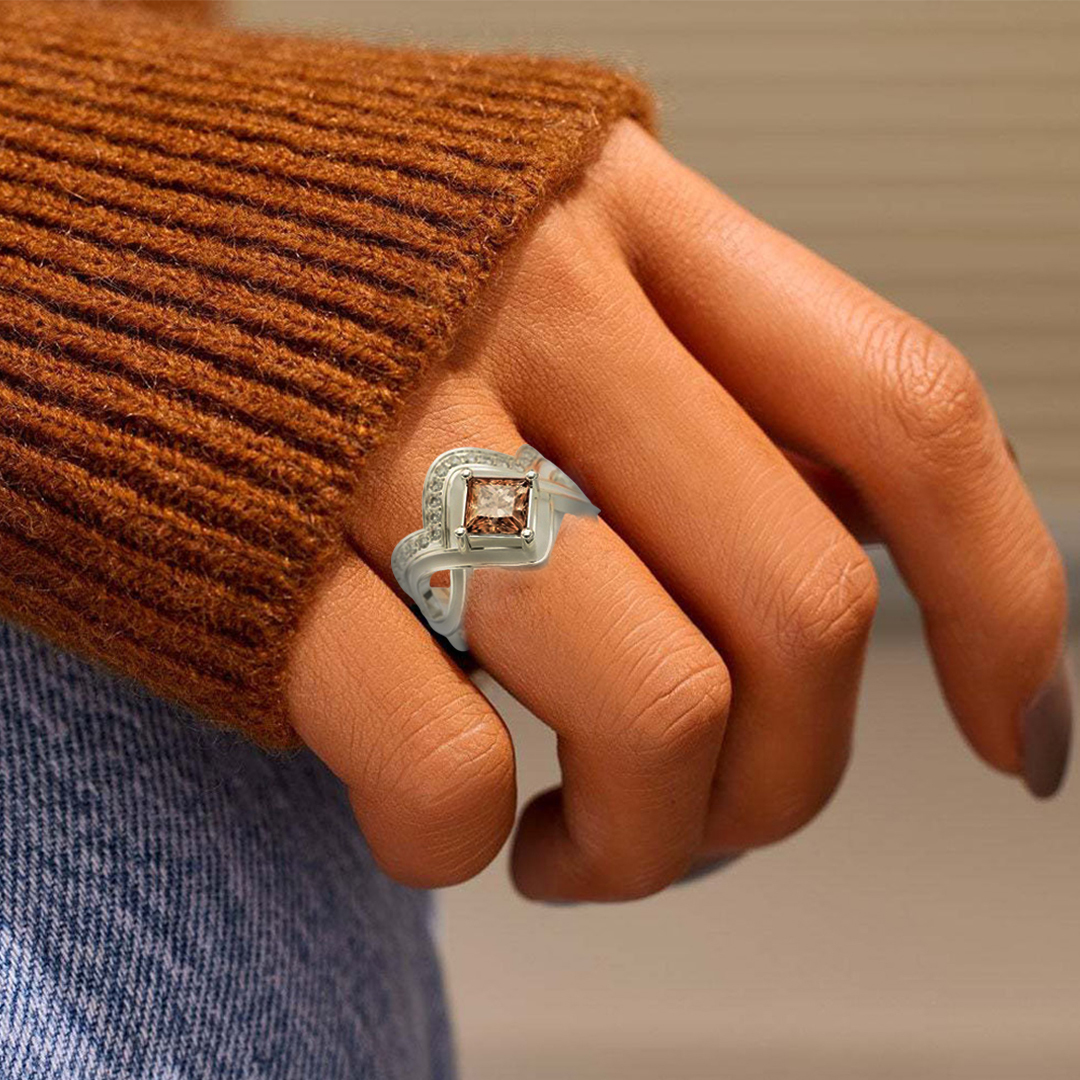 For Love - S925 Yellow Crystal Wave Ring