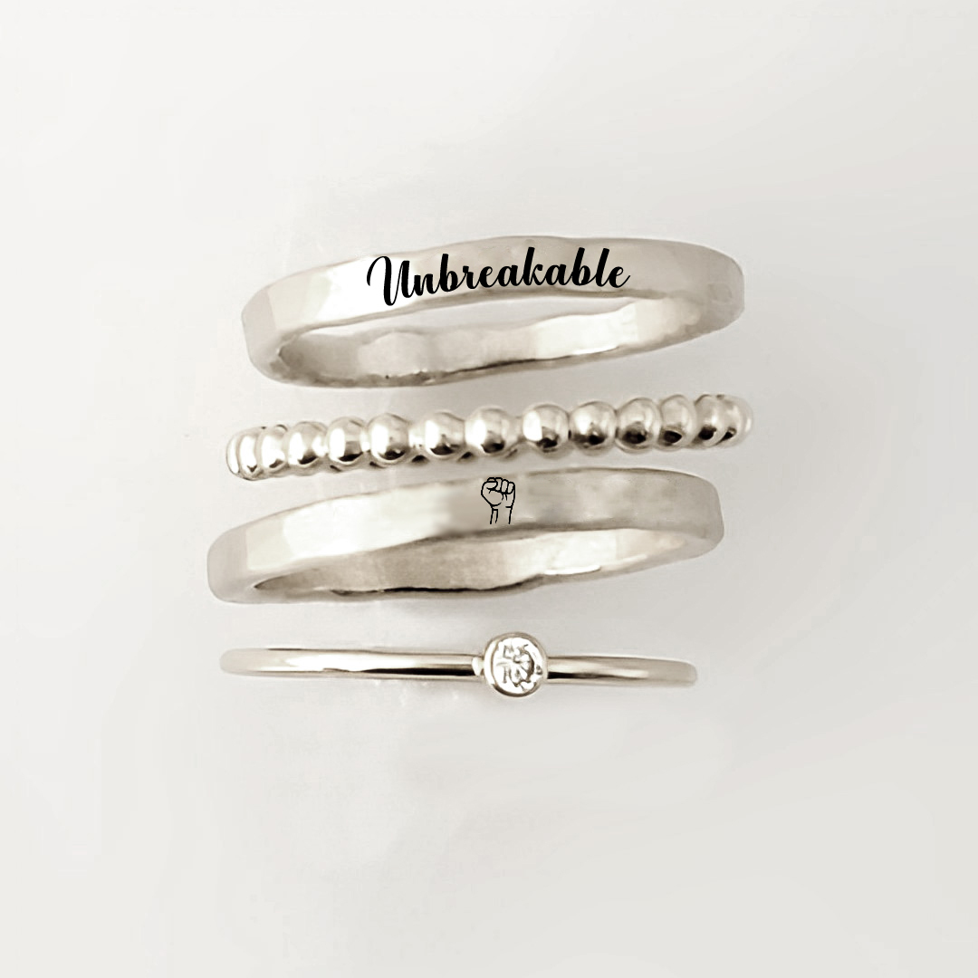 S925 Unbreakable Stacked Ring - 4 Rings Set