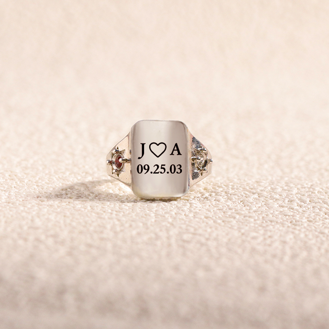 S925 Custom Initial & Special Date Ring