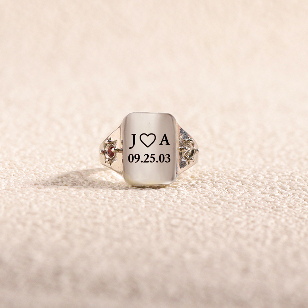 S925 Custom Initial & Special Date Ring