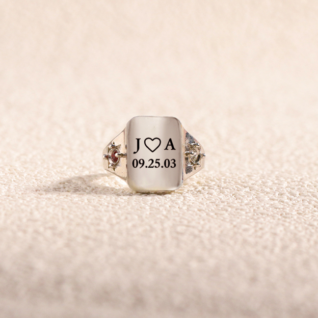 S925 Custom Initial & Special Date Ring