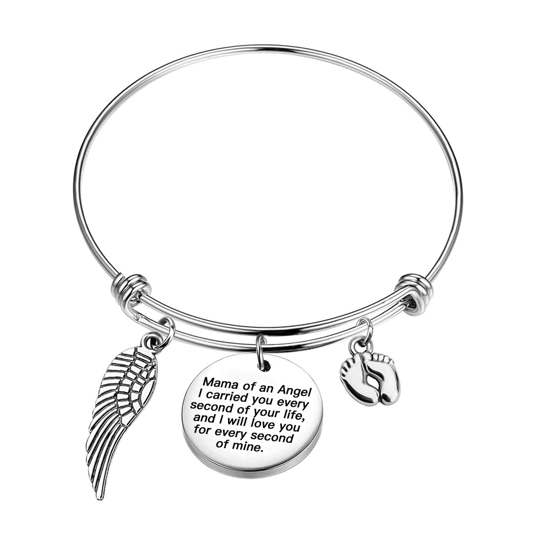 For Memorial - I Will Love You For Every Second Of Mine Footprint Wing Bracelet