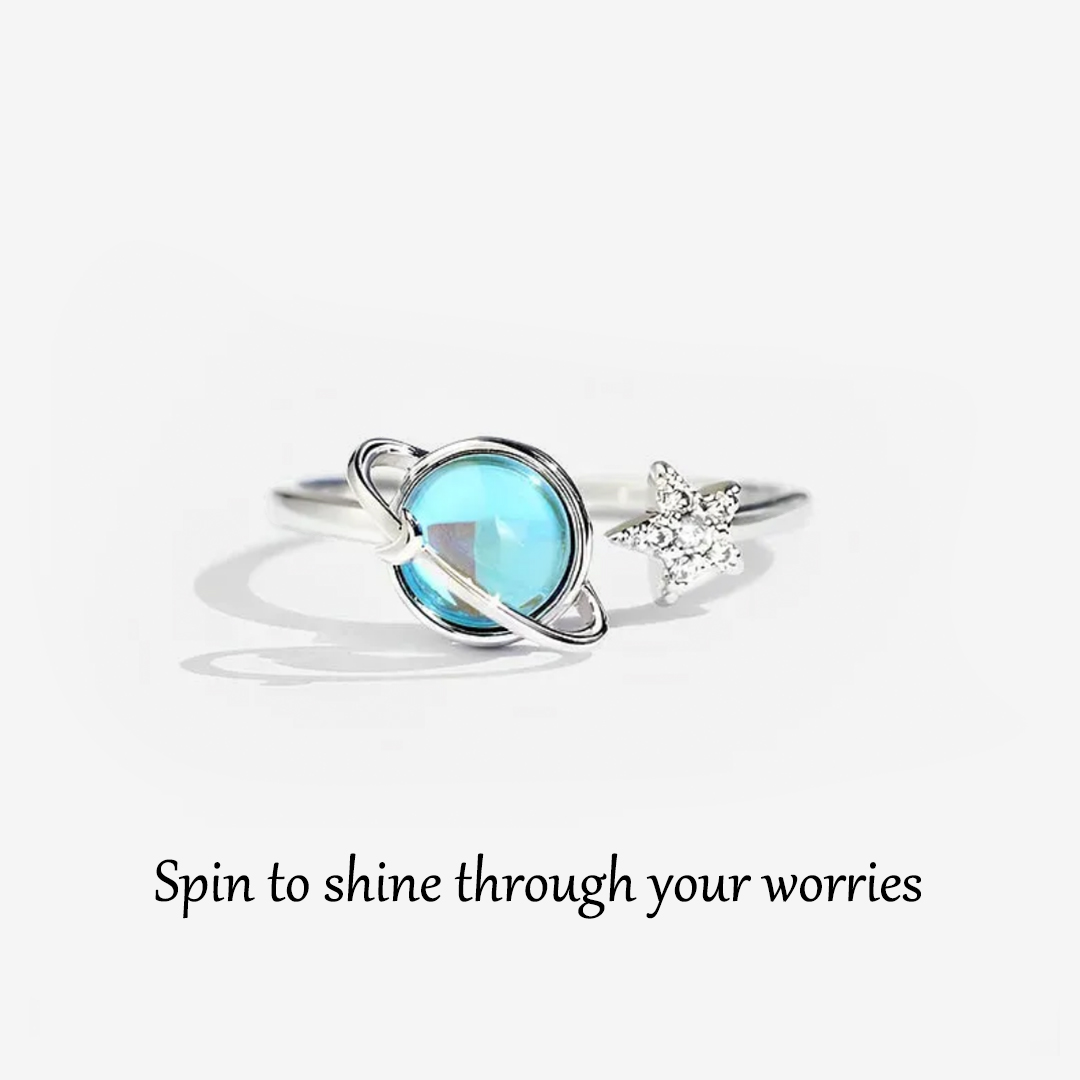 S925 Spin to Shine Through Your Worries Planet Ring