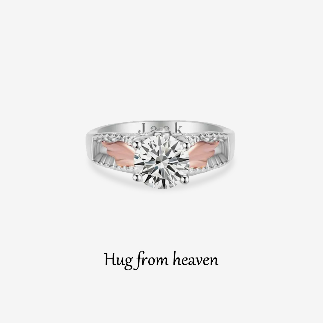 For Memorial - Hug From Heaven Wings Name Custom Ring