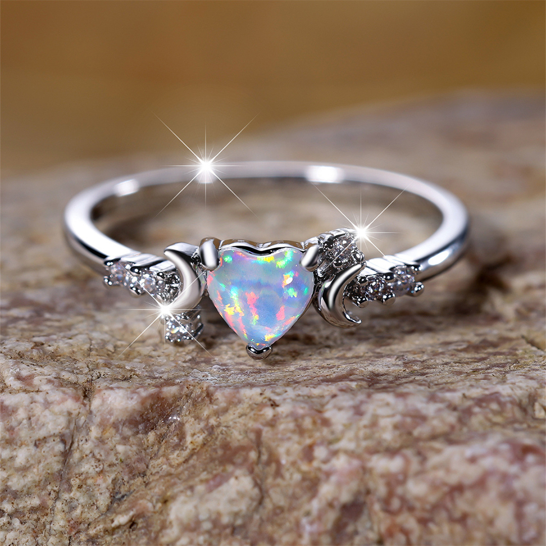 For Self - Remember To Love Yourself Unconditionally Love Heart Opal Ring