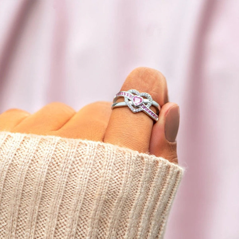 For Aunt/Niece - S925 Pink Heart Diamond Ring