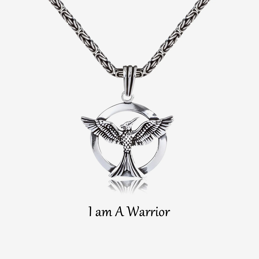 S925 I Will Fly On Scorched Wings Circle Phoenix Necklace For Men