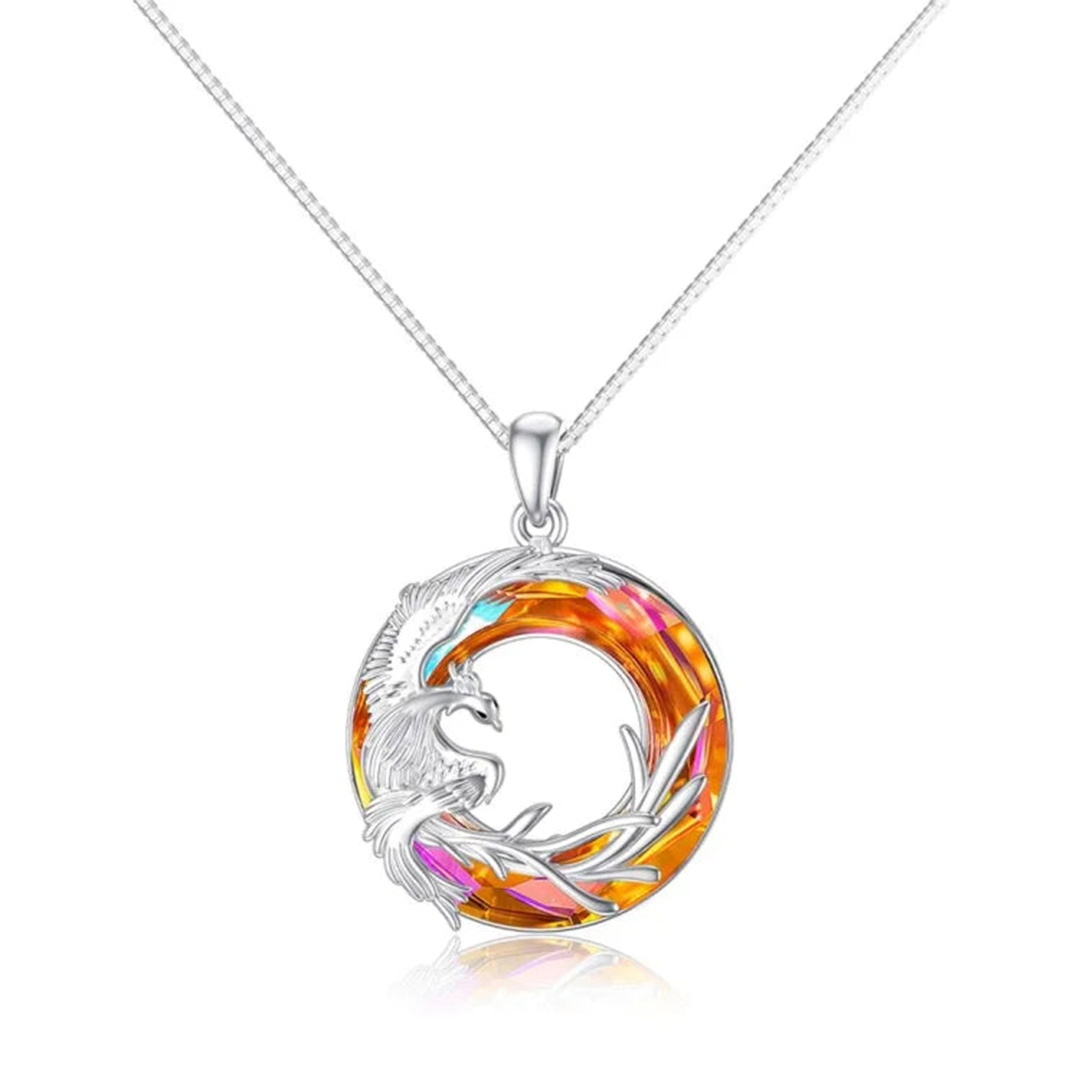 S925 I am A Warrior The Ashes Phoenix Crystal Necklace 
