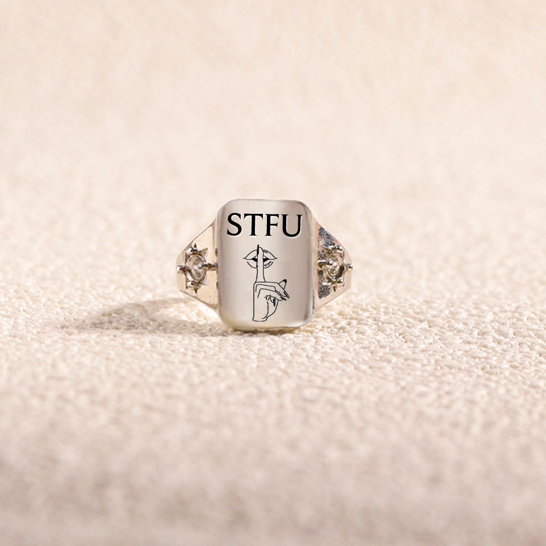 S925 STFU Square Ring 