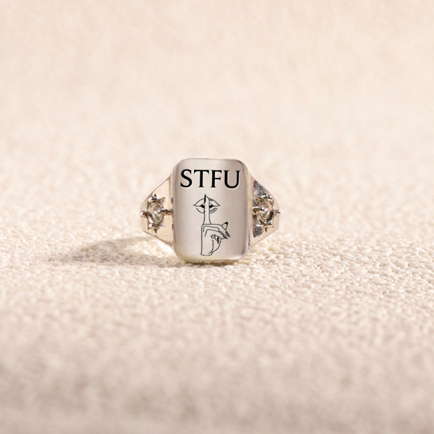 S925 STFU Square Ring 