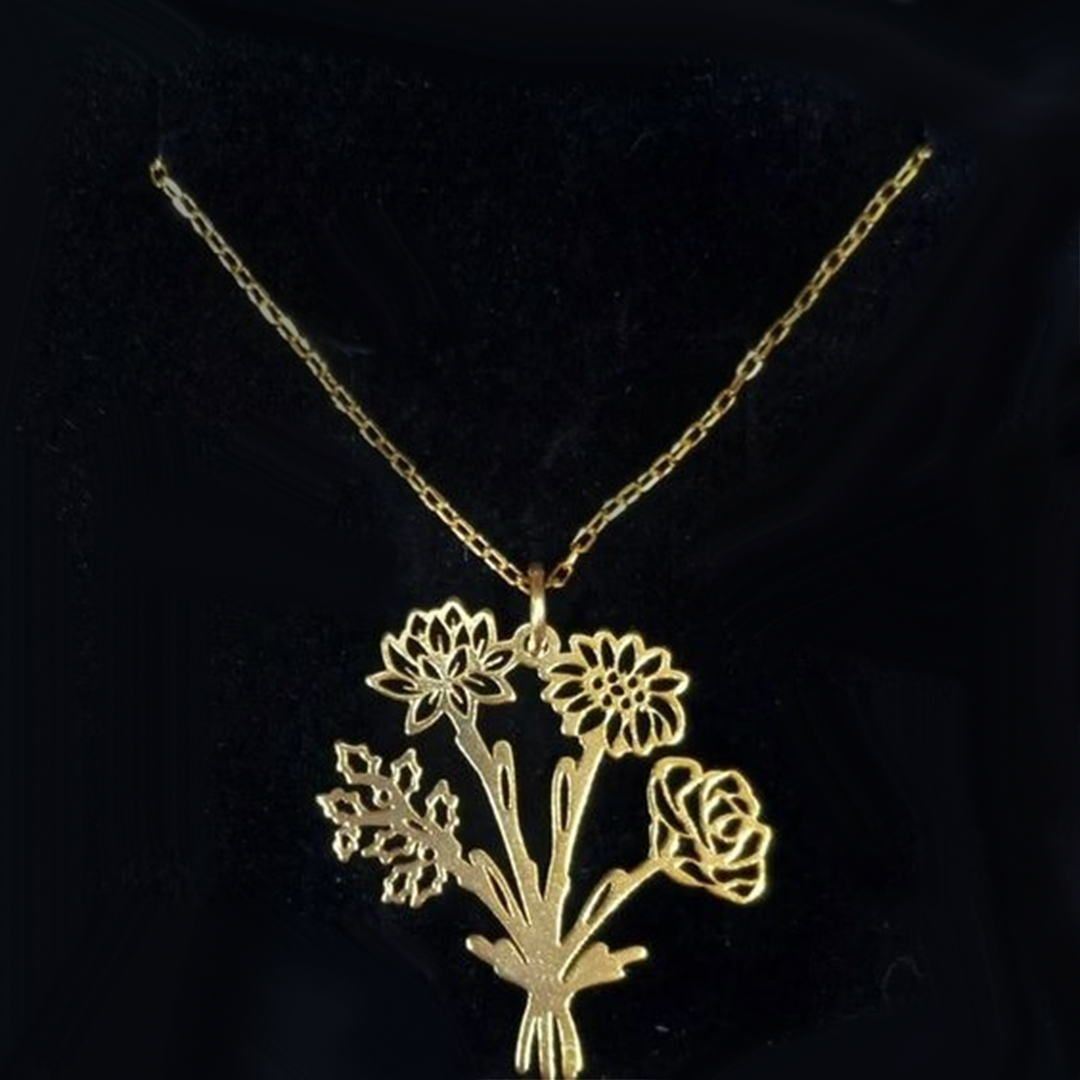 For Mother/Nana - Birth Flower Bouquet Necklace