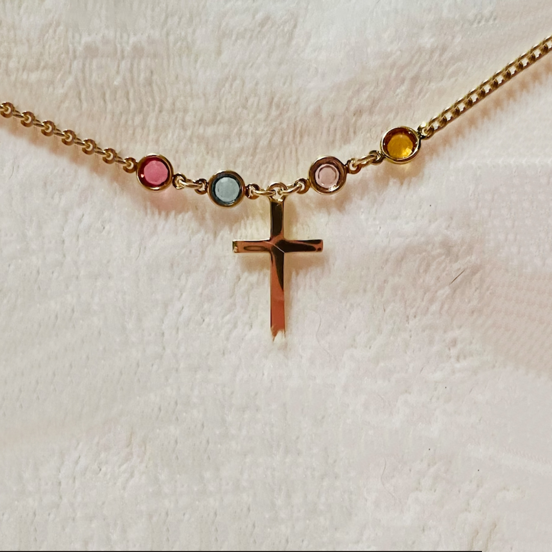 For Mother/Nana - Holy Cross Birthstone Custom  Necklace