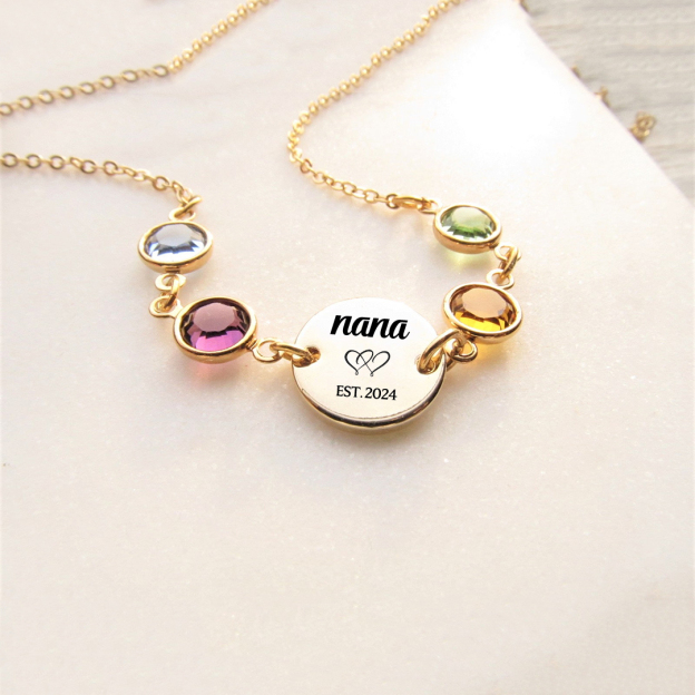 For Mama/Nana -  Year & birthstone Custom Necklace