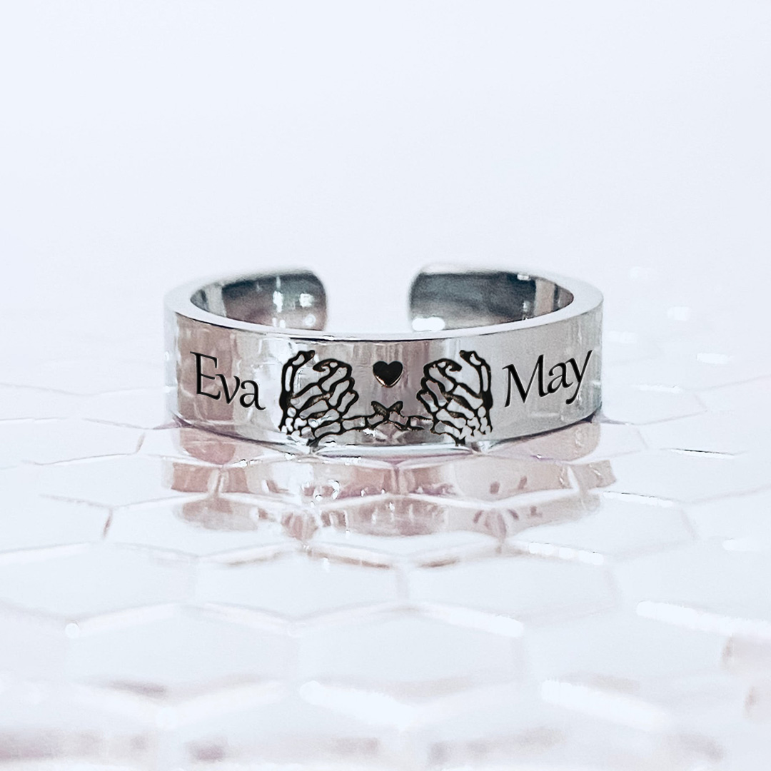 For Mother- S925 Skeleton Promise Custom Name Ring 