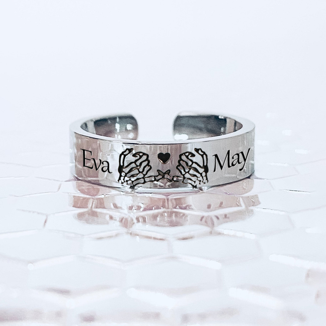 For Mother- S925 Skeleton Promise Custom Name Ring