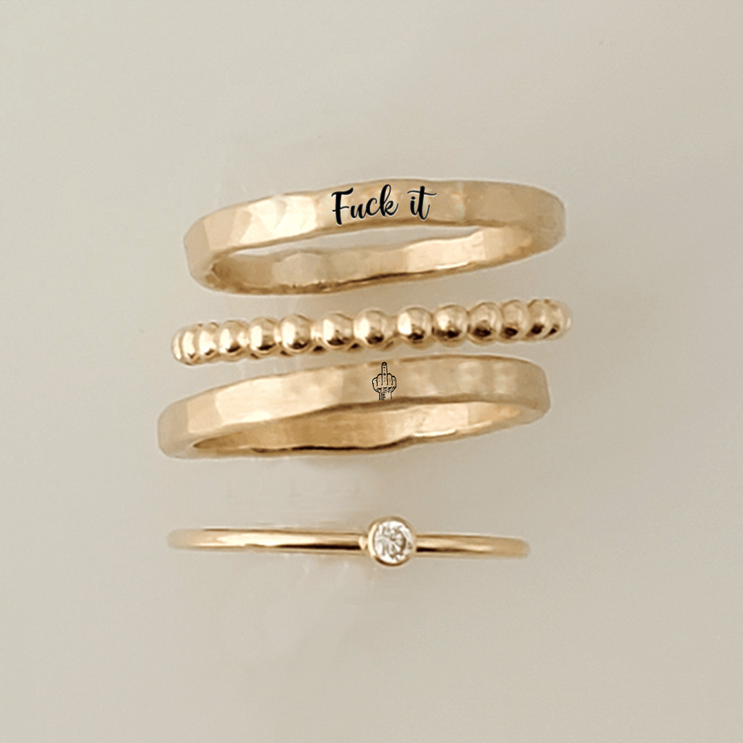 For Wife- Fuck It Stacked Ring - 4 Rings Set