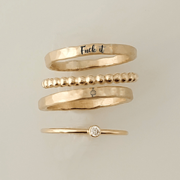 For Wife- Fuck It Stacked Ring - 4 Rings Set