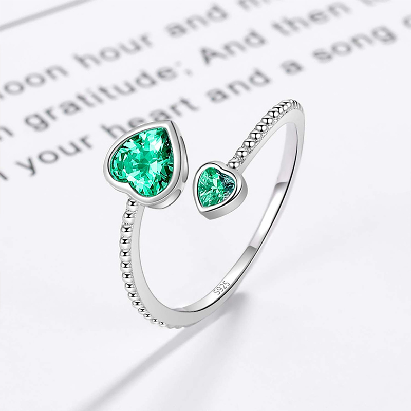 S925 The Love Between Grandmother And Granddaughter Is Forever Double Heart Birthstone Custom Ring