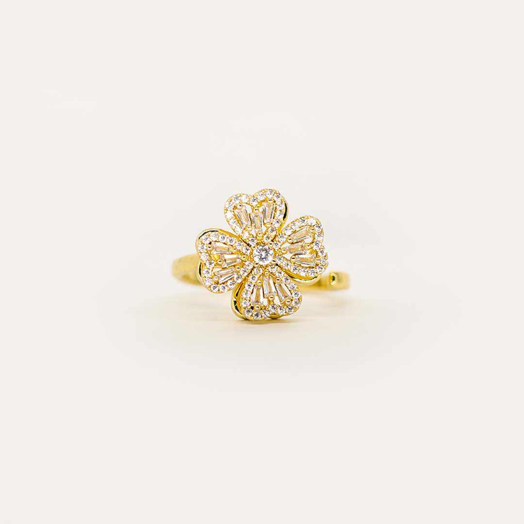 For Daughter - Golden Four Leaf Clover Rotating Stress Relief Ring