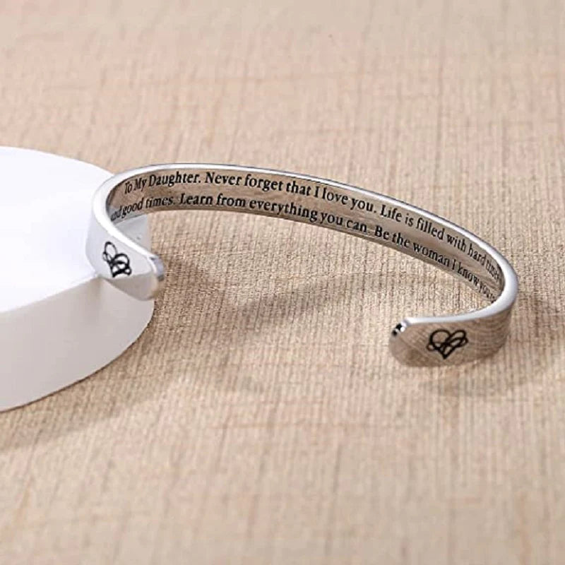 For Daughter - Never Forget That I Love You Infinity Heart Cuff Bracelet-37bracelet