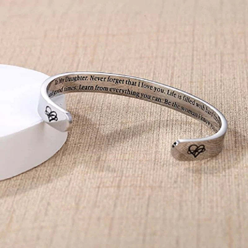 For Daughter - Never Forget That I Love You Infinity Heart Cuff Bracelet-37bracelet