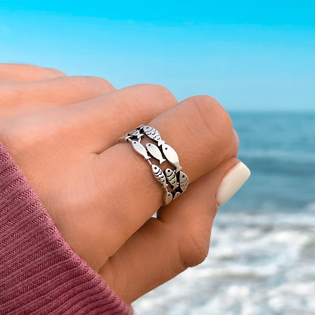 S925 School Of Fish Ring 
