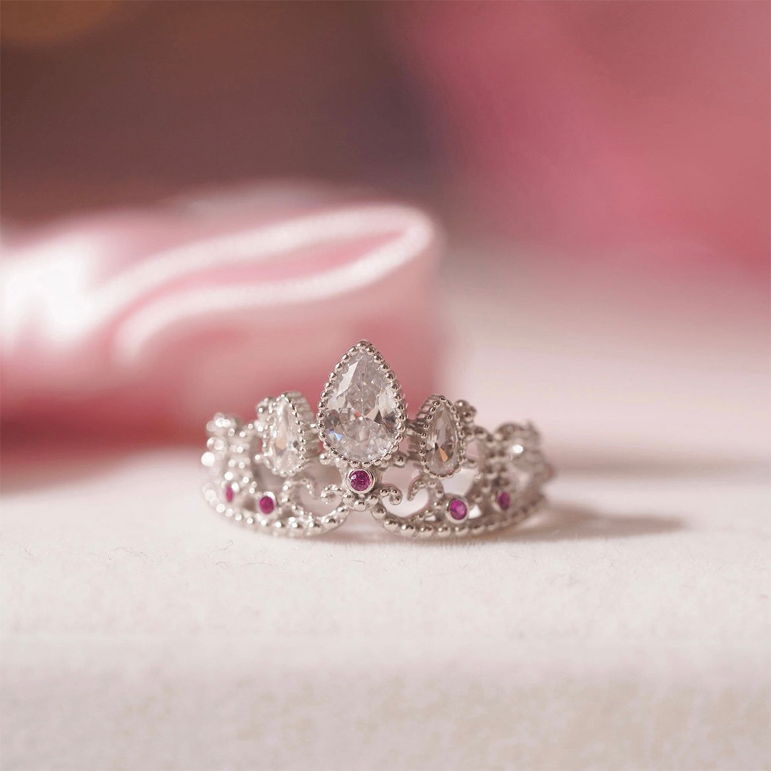 [Copy]For Daughter - S925 Straighten Your Crown Sterling Silver Crystal Crown Ring