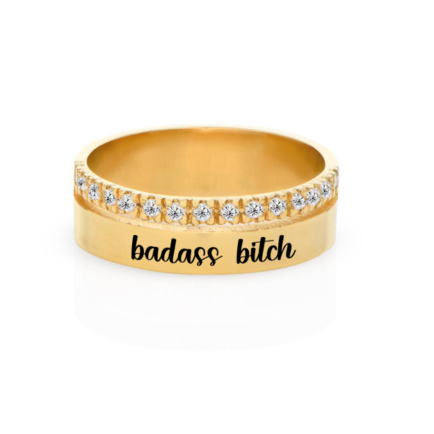Badass Bitch Dainty Diamond Double Band Ring