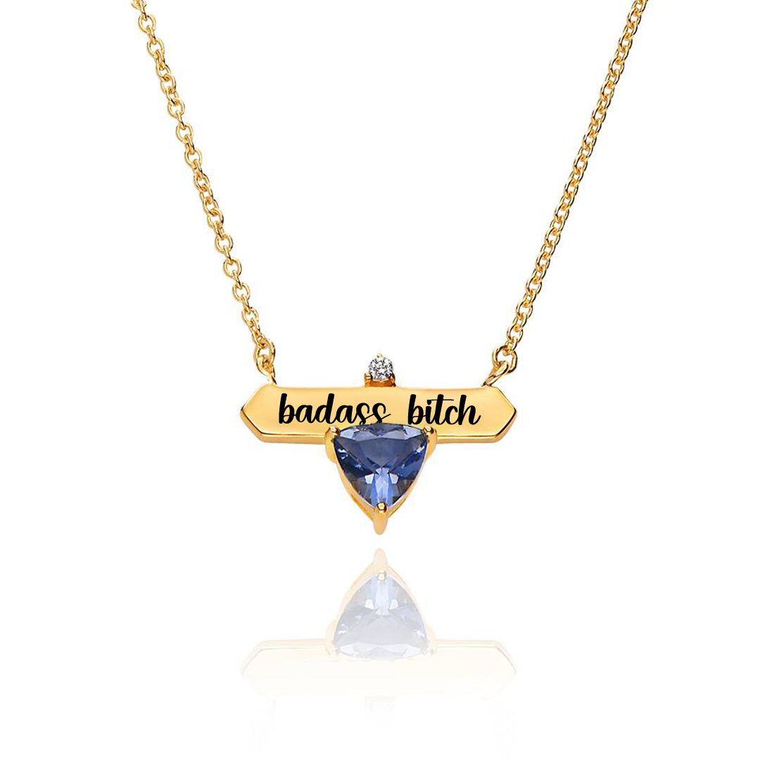 Badass Bitch Custom Birthstone Necklace