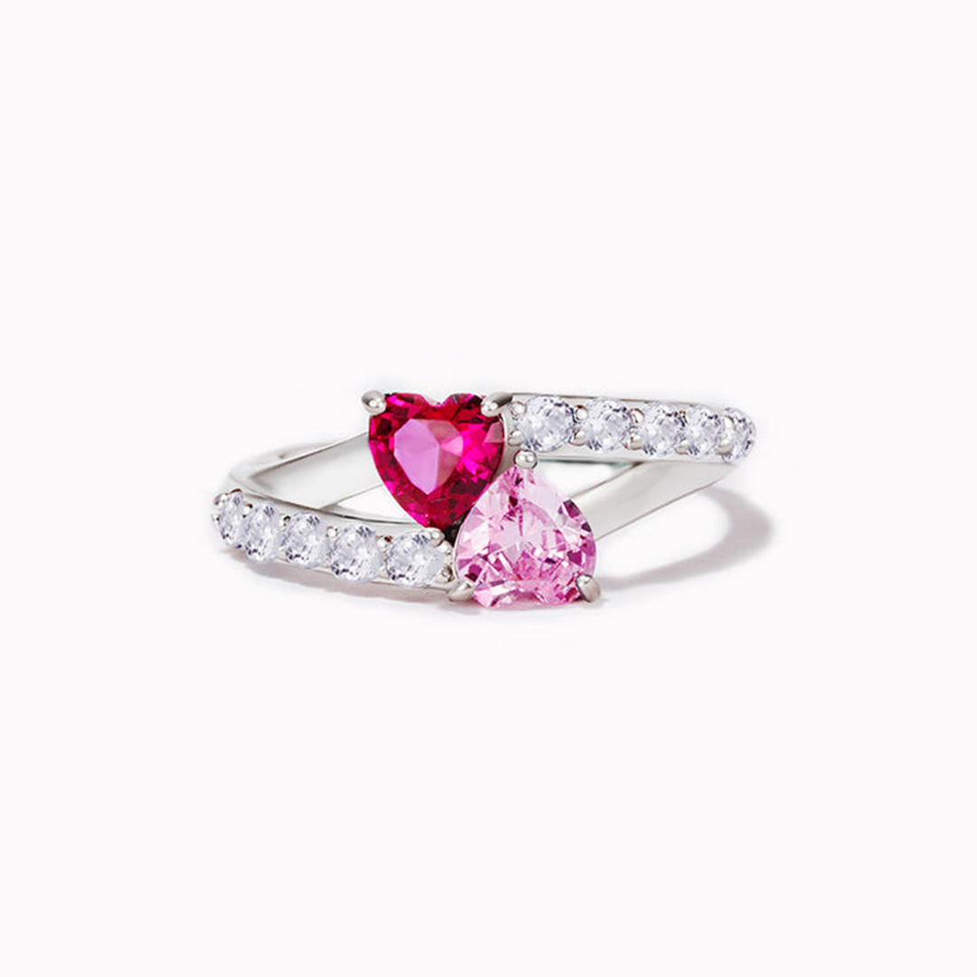 Mother And Daughter Forever Linked Together Round Birthstone Custom Ri