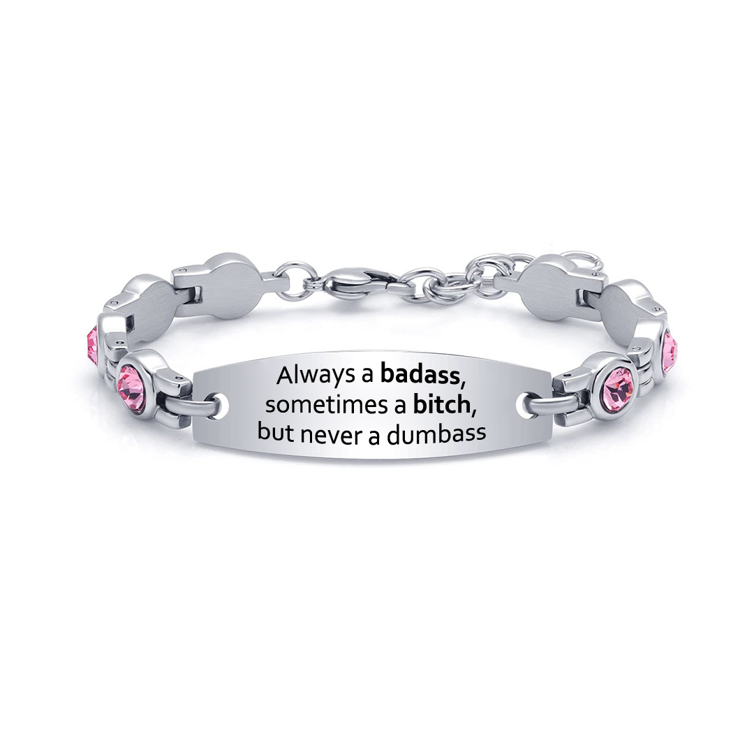 Badass Bitch Circle Diamond Chain Bracelet